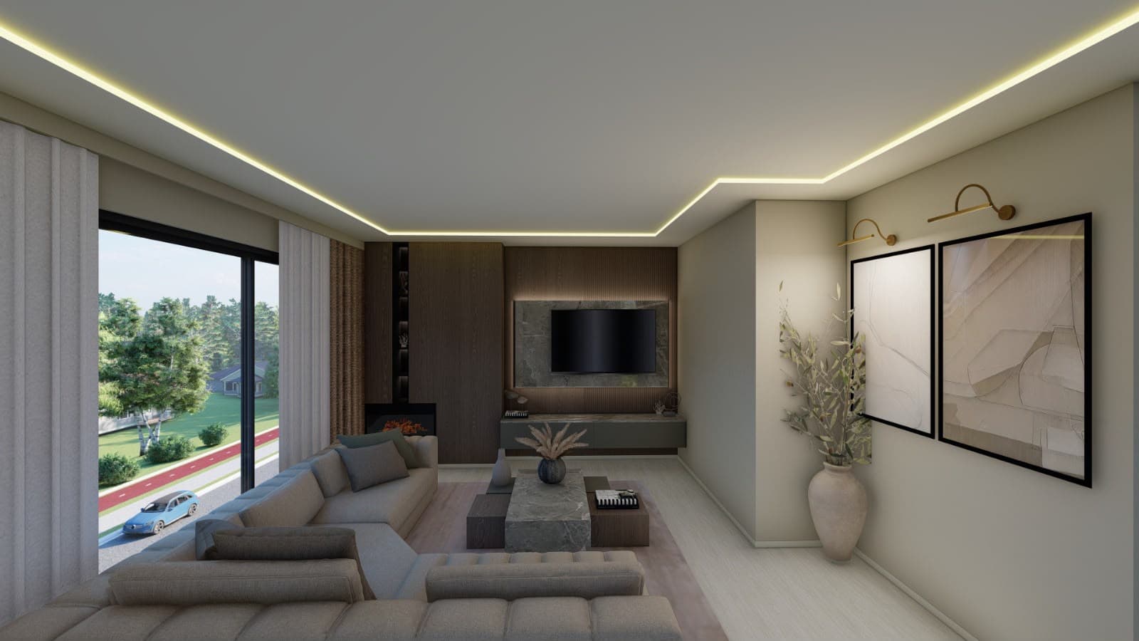 Salon sanat nişi ve vazo detayı